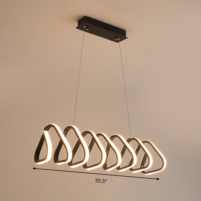 Triangle/Trapezoid Acrylic Hanging Lamp Kit Contemporary LED Black Chandelier in Warm/White/Natural Light