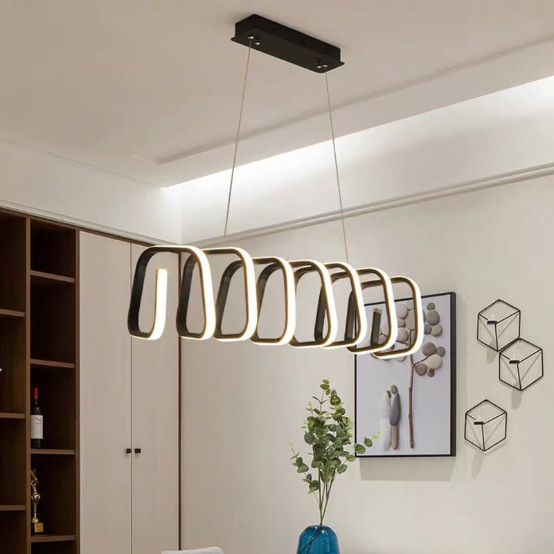 Triangle/Trapezoid Acrylic Hanging Lamp Kit Contemporary LED Black Chandelier in Warm/White/Natural Light