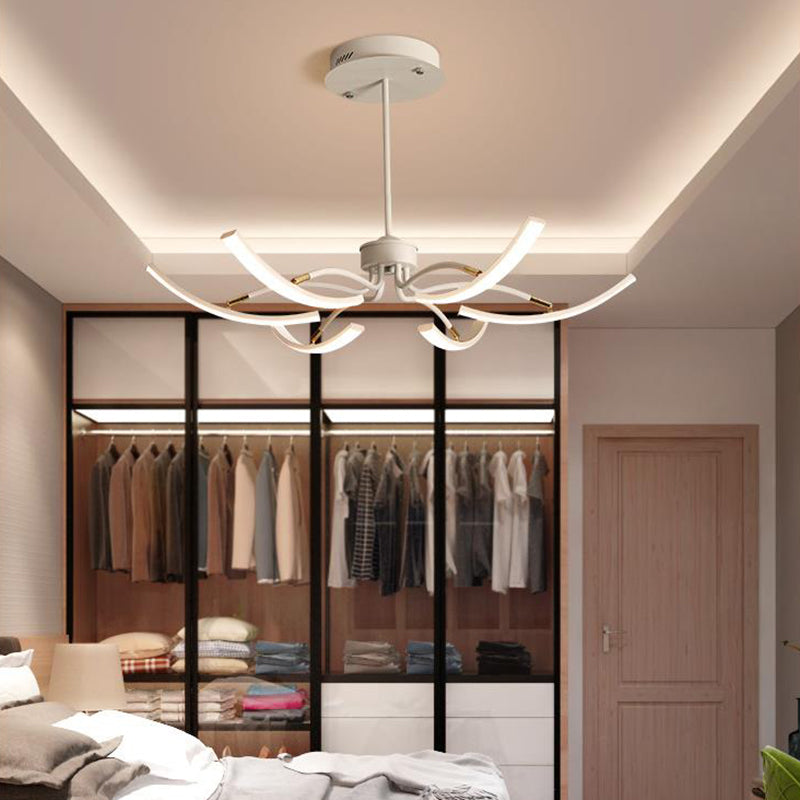 Sputnik Chandelier Light Fixture Simple Acrylic 6/10 Lights White Pendant Light in Warm/White Light