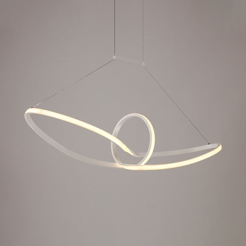 White Knot Ceiling Pendant Minimalist LED Slim Acrylic Chandelier Lamp in Warm/White/Natural Light