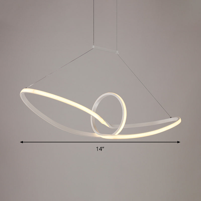 White Knot Ceiling Pendant Minimalist LED Slim Acrylic Chandelier Lamp in Warm/White/Natural Light