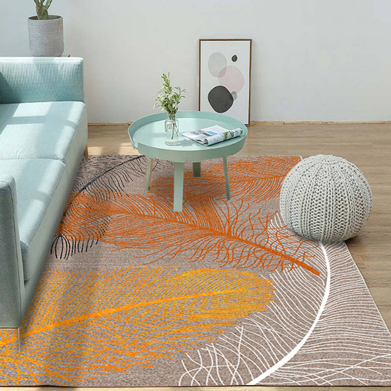 Colorful Modern Indoor Rug Simplicity Feather Pattern Rug Polyester Washable Area Carpet for Home Decoration