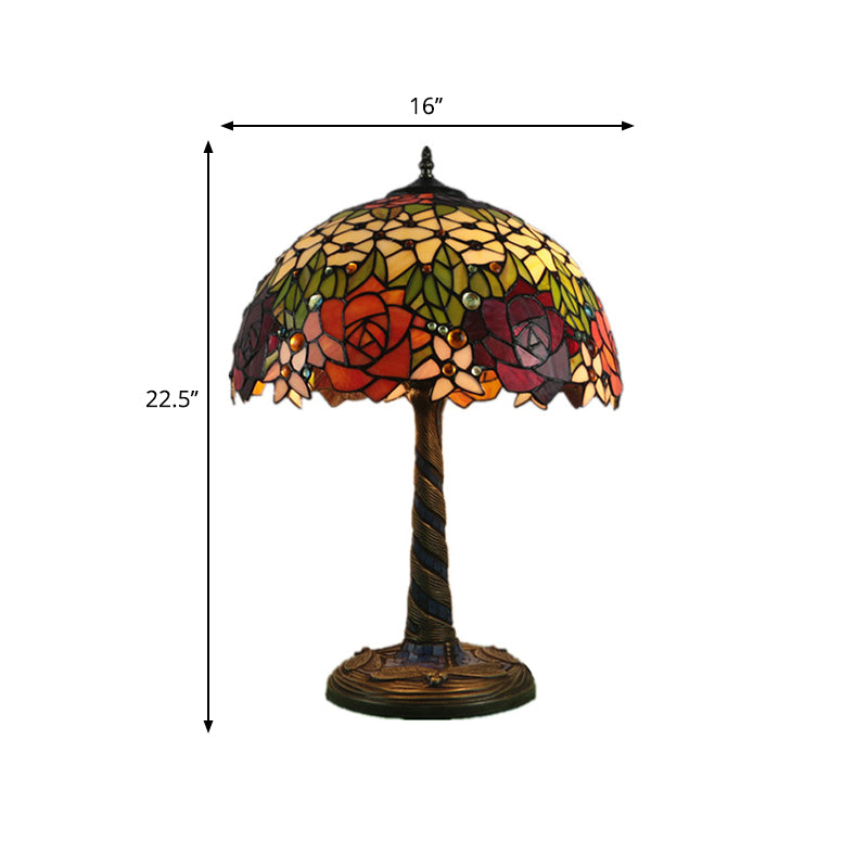 1 lampe de chevet de fleur légère Tiffany Style en laiton Tableau de nuit Table Night Light pour chambre à coucher