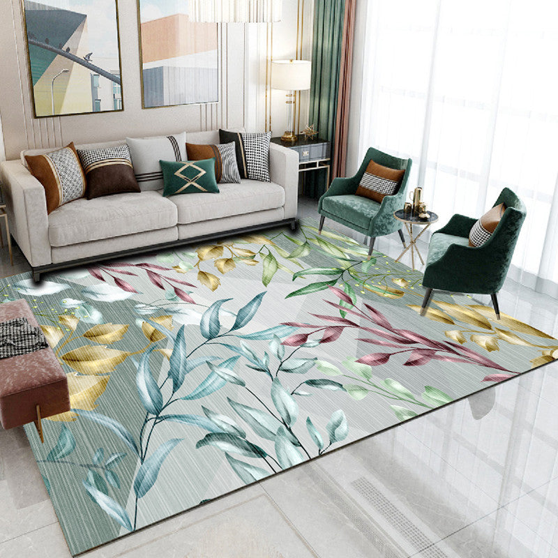 Multicolor Modern Indoor Rug Polyester Ginkgo Biloba Print Carpet Easy Care Rug for Home Decoration
