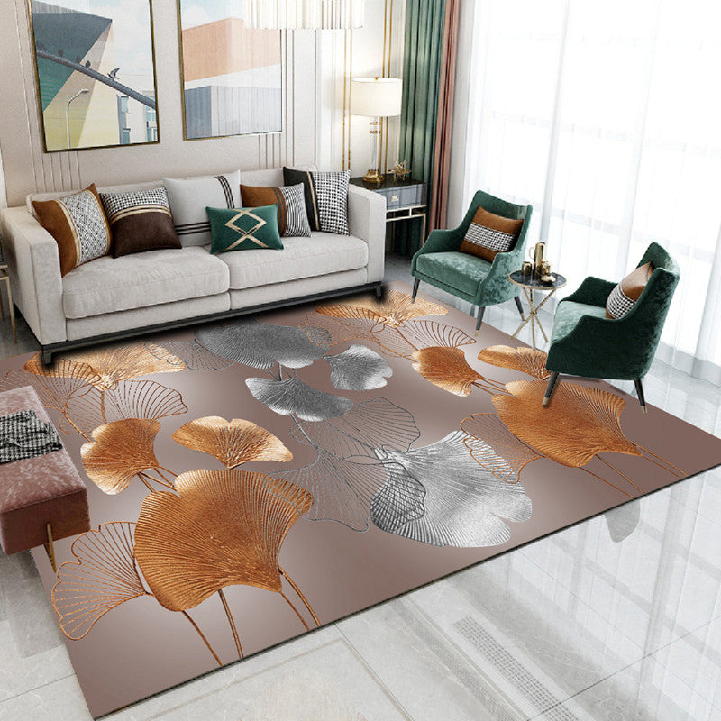Multicolor Modern Indoor Rug Polyester Ginkgo Biloba Print Carpet Easy Care Rug for Home Decoration