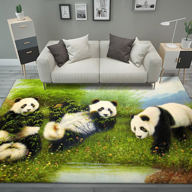 Orange Tone Modern Indoor Rug Polyester Tiger Print Carpet Anti-Slip Backing Rug for Home Decoration