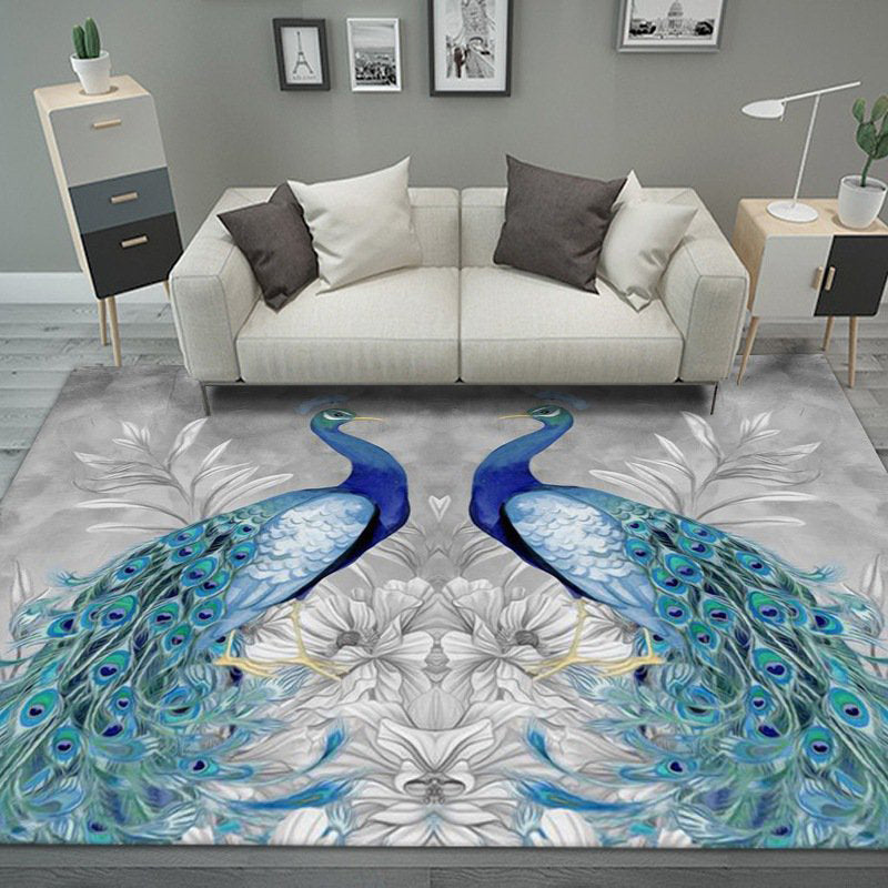 Multicolor Bedroom Carpet Bionic Animals Printed Area Rug Polyester with Non-Slip Backing Rug