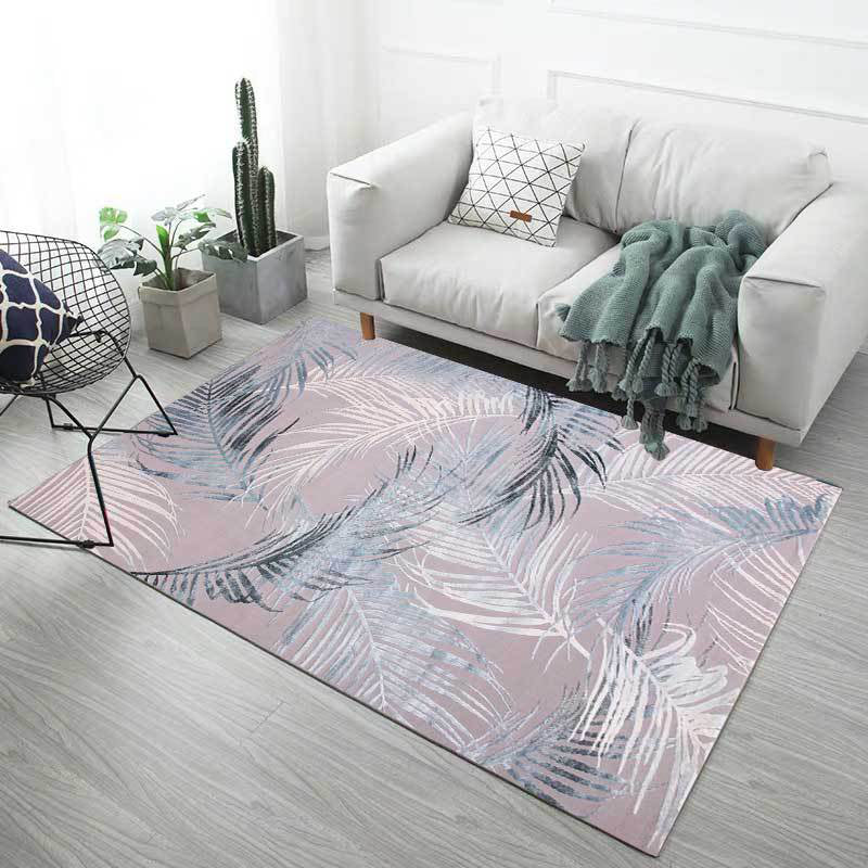 Trendy Feather Printed Area Rug Nordic Simple Polyester Carpet Non-Slip Backing Rug for Home Decoration