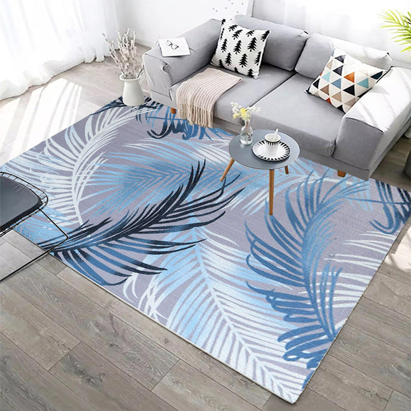 Multi-Color Simplicity Area Rug Stylish Feather Pattern Carpet Polyester Anti-Slip Backing Carpet for Living Room