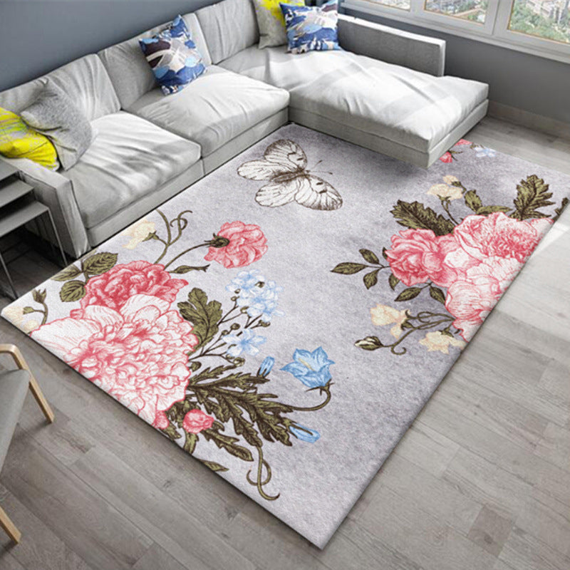 Modern Trendy Indoor Rug Comfort Plant Printed Area Carpet Rectangle Anti-Slip Backing Rug for Home Decoration