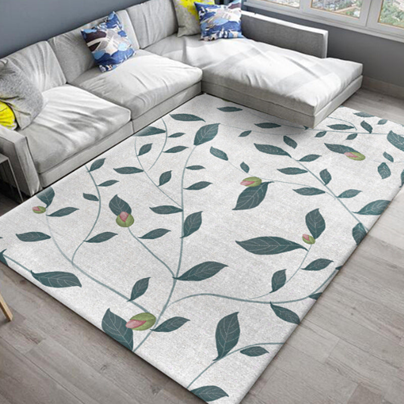 Modern Trendy Indoor Rug Comfort Plant Printed Area Carpet Rectangle Anti-Slip Backing Rug for Home Decoration