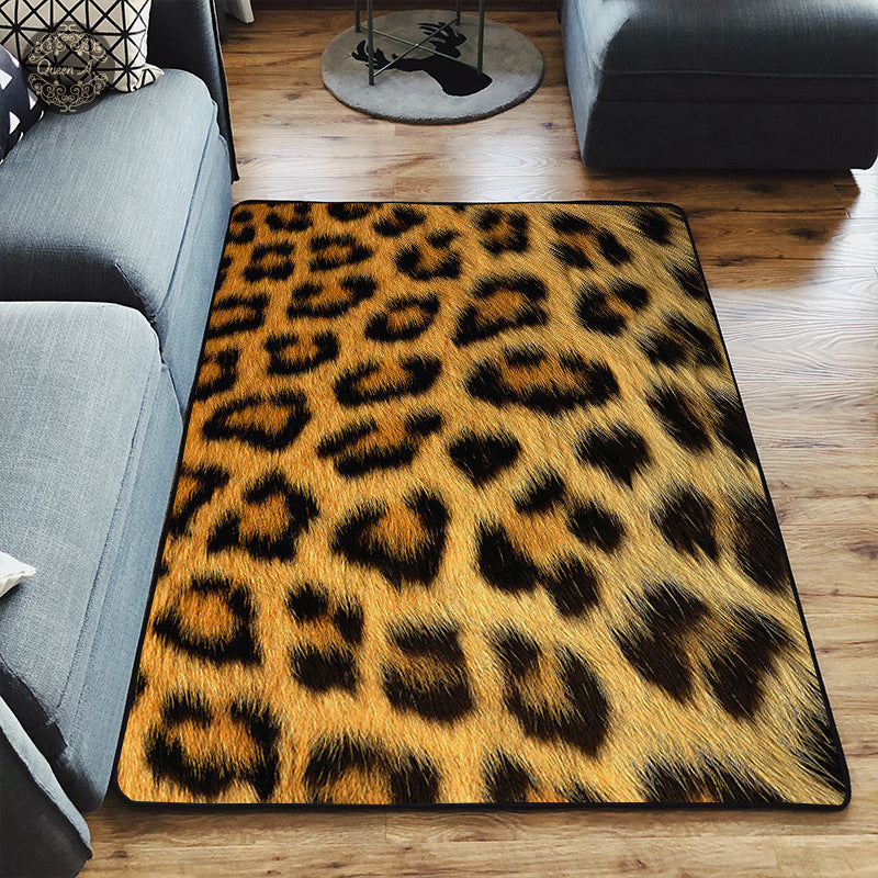 Orange Tone Modern Indoor Rug Polyester Tiger Print Carpet Easy Care Rug for Home Decoration