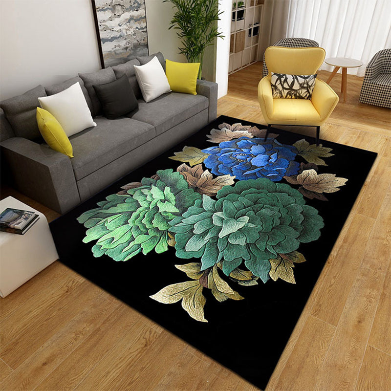 Gorgeous Floral Print Indoor Rug Contemporary Stylish Carpet Polyester Non-Slip Backing Rug for Home Decor