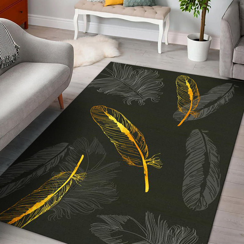 Trendy Feather Pattern Rug Contemporary Comfort Indoor Carpet Polyester Stain Resistant Rug for Living Room