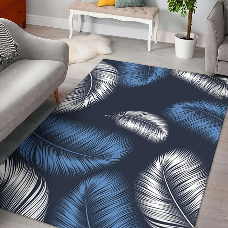Trendy Feather Pattern Rug Contemporary Comfort Indoor Carpet Polyester Stain Resistant Rug for Living Room