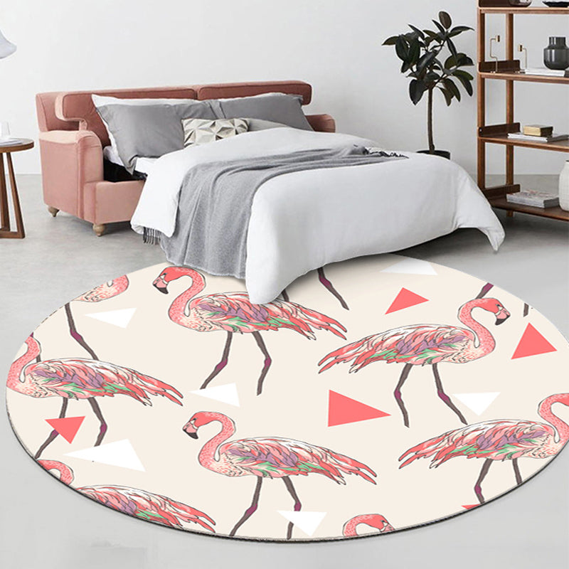 Teppich mit farbenfrohem Flamingo-Muster, frischer, zeitgenössischer Polyester-Teppich, rutschfester Teppich für die Inneneinrichtung