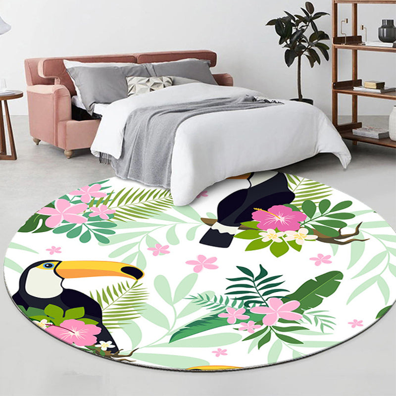 Teppich mit farbenfrohem Flamingo-Muster, frischer, zeitgenössischer Polyester-Teppich, rutschfester Teppich für die Inneneinrichtung