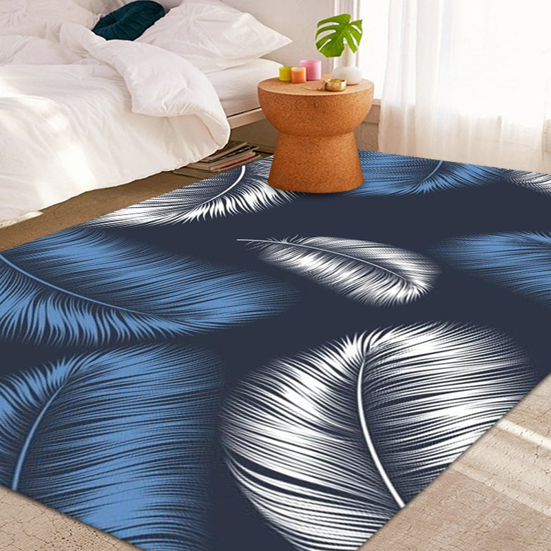 Simplicity Feather Pattern Area Rug Modern Comfort Indoor Carpet Polyester Anti-Slip Backing Carpet for Bedroom