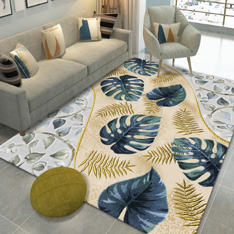 Modern Tropical Area Rug eenvoudig bladeren patroon tapijt polyester vriendelijk wasbaar tapijt voor woonkamer