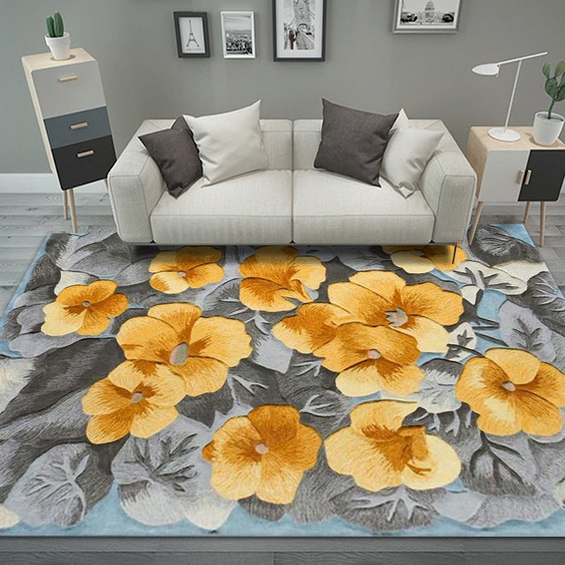 Mehrfarbiger Teppich mit Blumenmuster, trendiger, luxuriöser Teppich für den Innenbereich, waschbarer Polyester-Teppich für die Inneneinrichtung