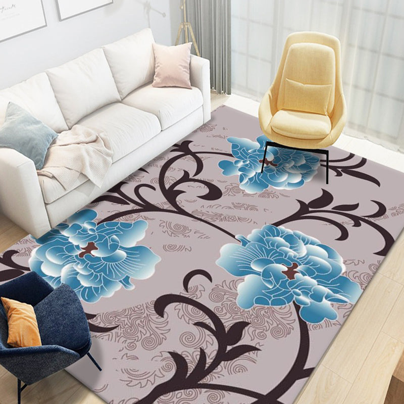 Mehrfarbiger Teppich mit Blumenmuster, trendiger, luxuriöser Teppich für den Innenbereich, waschbarer Polyester-Teppich für die Inneneinrichtung