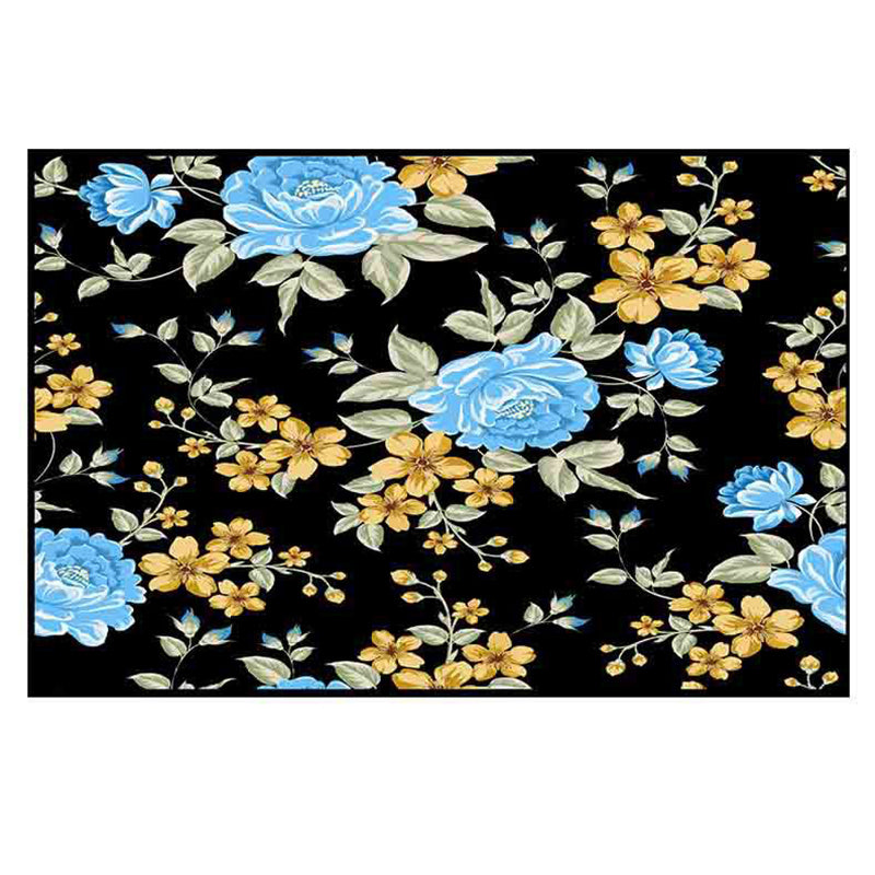 Colorful Floral Print Rug Modern Stylish Polyester Rectangle Friendly Washable Carpet for Home Decoration