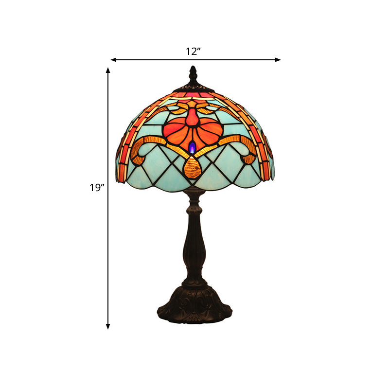 Mediterranean Dragonfly/Star/Tulip Nightstand Lamp Single Head Stained Glass Table Light in Bronze for Bedside