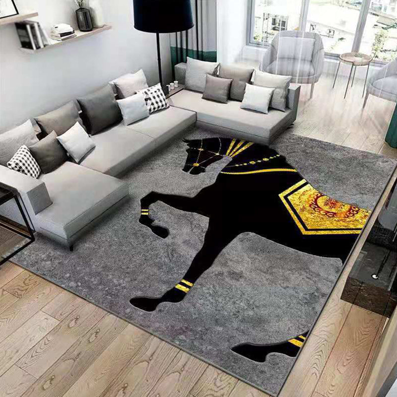 Contemporary Simplicity Area Rug Rectangle Horse Pattern Carpet Anti-Slip Backing Carpet for Home Decoration