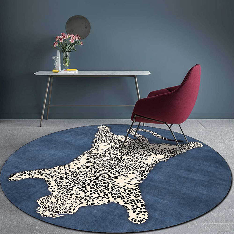Simplicity Round Bedroom Rug Funky Animal Pattern Indoor Carpet Polyester Friendly Washable Rug