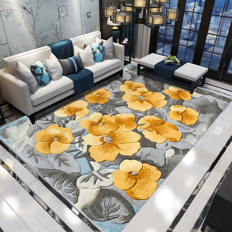 Luxurious Floral Pattern Rug Multi-Color Modern Indoor Carpet Polyester Anti-Slip Backing Carpet for Home Decor