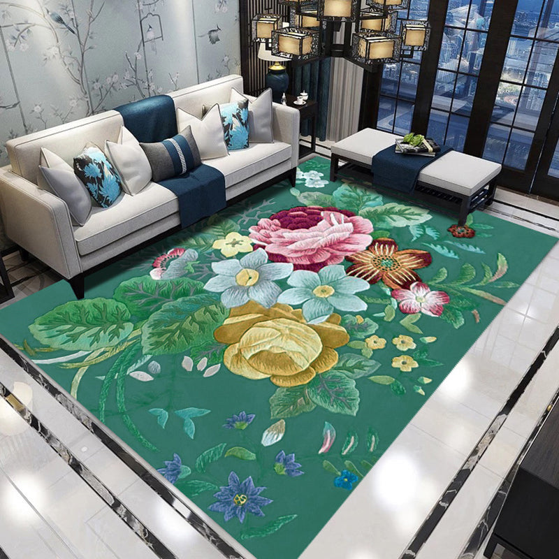 Luxe bloemenpatroon vloerkleed multi-kleuren moderne indoor tapijt polyester anti-slip achterste tapijt voor woningdecoratie