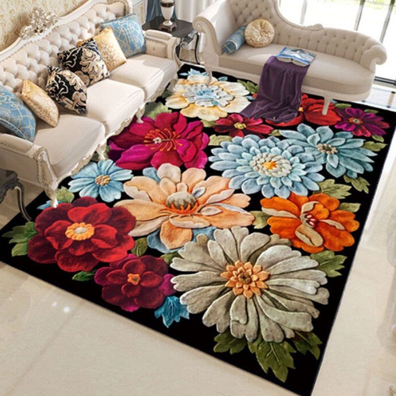 Gorgeous Flower Indoor Rug Contemporary Comfort Indoor Carpet Polyester Non-Slip Backing Rug for Living Room
