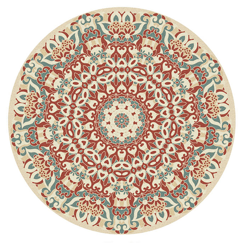 Runde mehrfarbige traditionelle Indoor-Teppiche Polyester Blumenteppich nicht rutschfestem Indoor-Teppich für Wohnzimmer