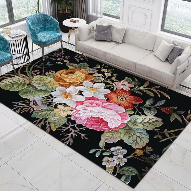 Hochwertiger Teppich mit Blumenmuster, mehrfarbig, moderner Teppich für den Innenbereich, Polyesterfreundlich, waschbarer Teppich für die Inneneinrichtung