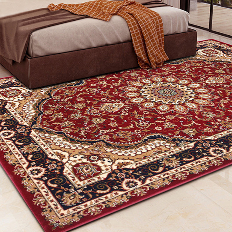 Luxury Floral Printed Rug Multicolor Polyester Area Carpet Non-Slip Backing Rug for Living Room