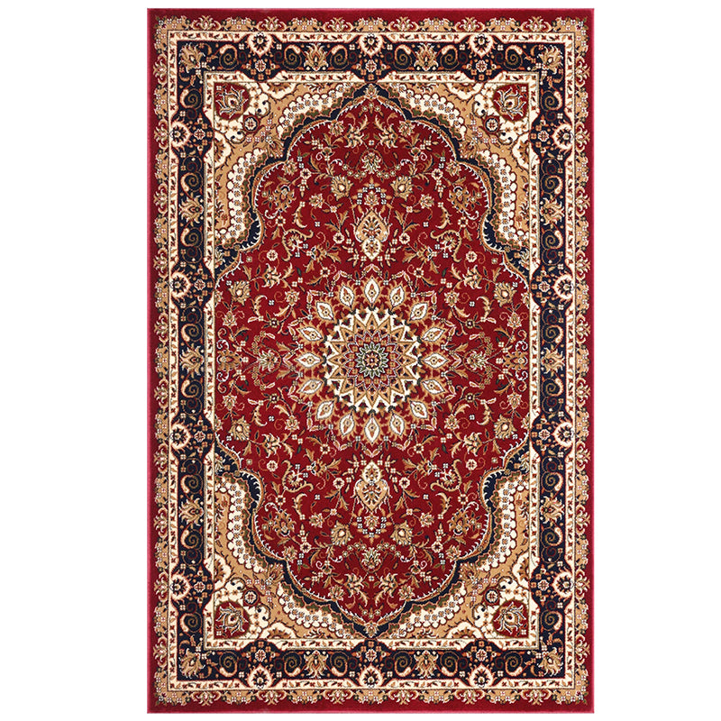 Luxury Floral Printed Rug Multicolor Polyester Area Carpet Non-Slip Backing Rug for Living Room