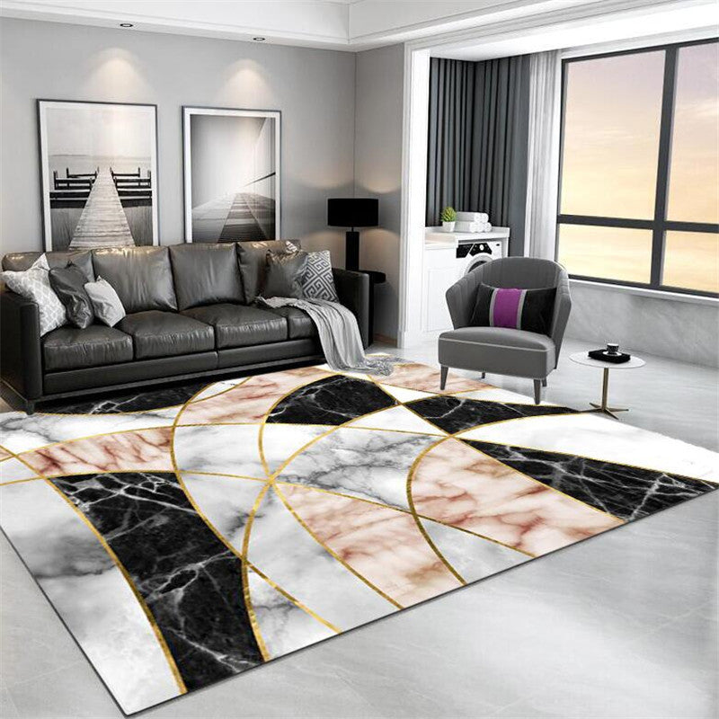Simple Marble Surface Area Rug Contemporary Stylish Indoor Carpet Polyester Friendly Washable Rug for Home Decor