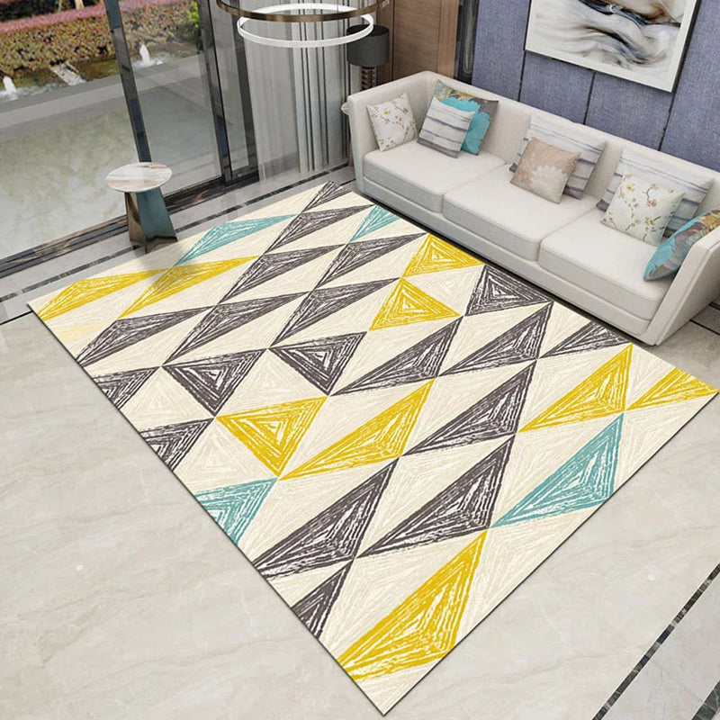 Graphic Rug Polyester Modern Area Rug Stain Resistant Rug for Living Room