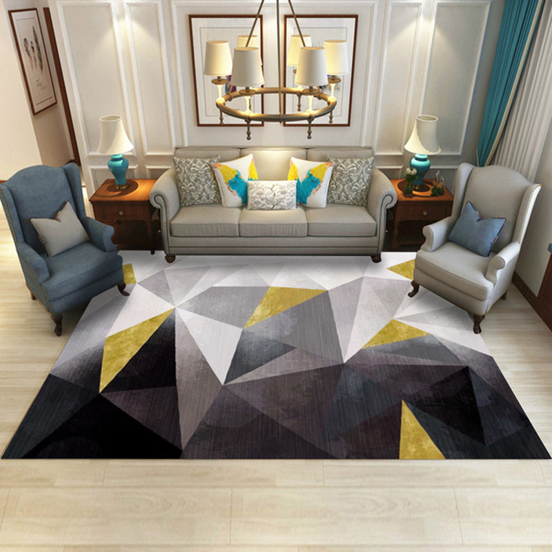 Contemporary Area Rug Polyester Graphic Carpet Non-Slip Backing Rug for Living Room