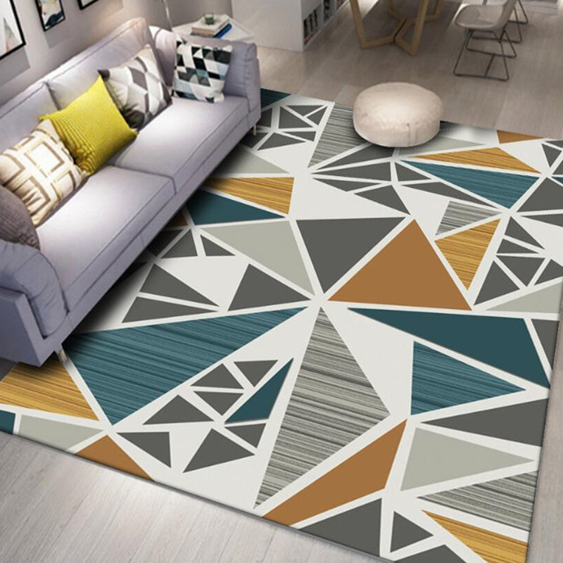 Contemporary Area Rug Polyester Graphic Carpet Non-Slip Backing Rug for Living Room