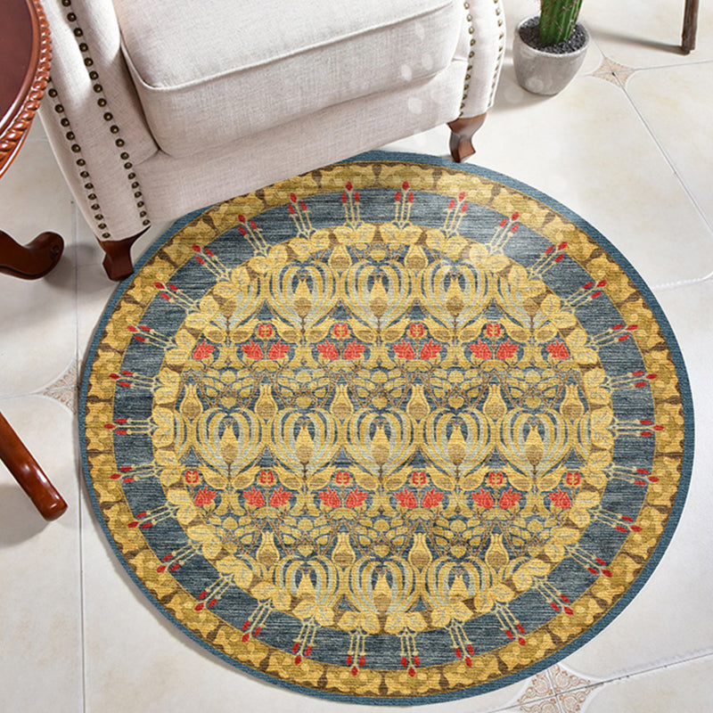 Mehrfarbiger Vintage-Teppich, Polyester-Blumenteppich, rutschfeste Rückseite, Innenteppich für Wohnzimmer
