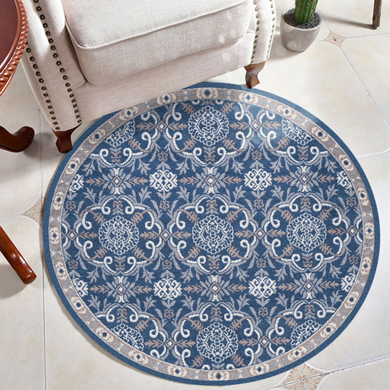 Mehrfarbiger Vintage-Teppich, Polyester-Blumenteppich, rutschfeste Rückseite, Innenteppich für Wohnzimmer