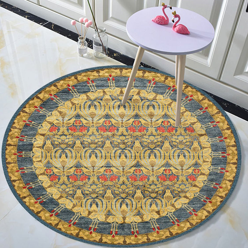Mehrfarbiger Vintage-Teppich, Polyester-Blumenteppich, rutschfeste Rückseite, Innenteppich für Wohnzimmer