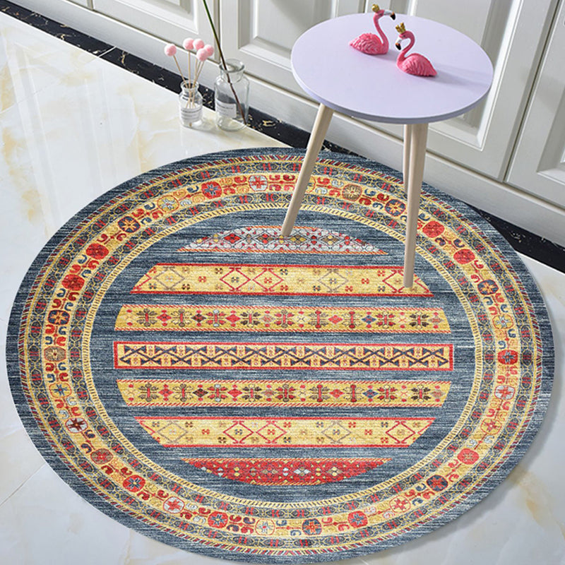 Mehrfarbiger Vintage-Teppich, Polyester-Blumenteppich, rutschfeste Rückseite, Innenteppich für Wohnzimmer