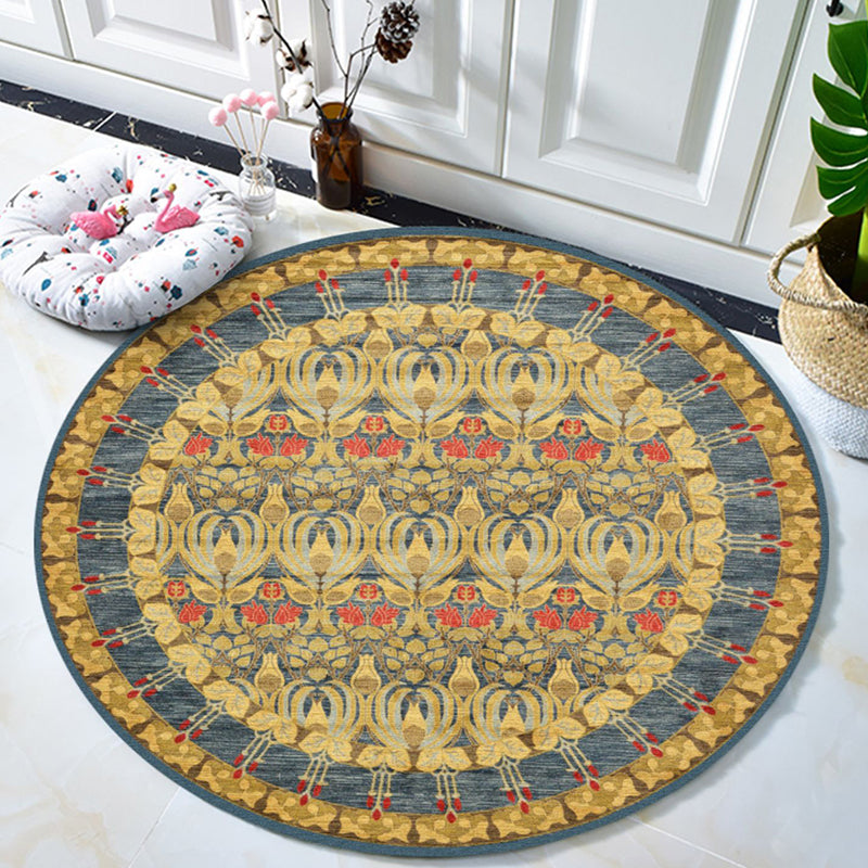 Mehrfarbiger Vintage-Teppich, Polyester-Blumenteppich, rutschfeste Rückseite, Innenteppich für Wohnzimmer