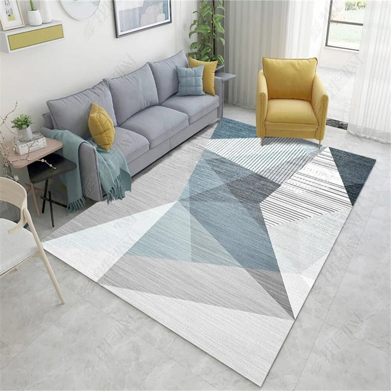 Modern Living Room Rug Geometric Carpet Polyester Non-Slip Backing Area Rug
