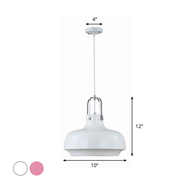 Luz de techo colgante de metal moderno de 10 "/14" de ancho 1 accesorio de iluminación colgante de luz en blanco/rosa
