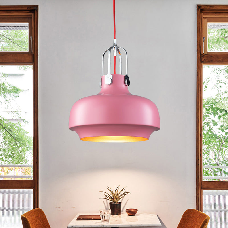 Luz de techo colgante de metal moderno de 10 "/14" de ancho 1 accesorio de iluminación colgante de luz en blanco/rosa