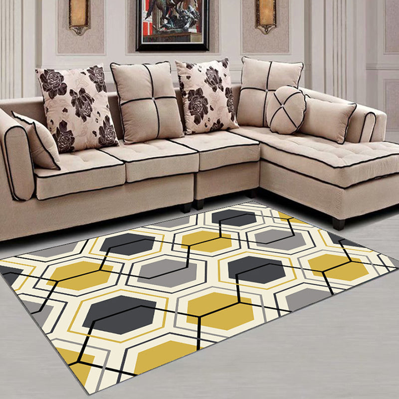 Geometric Area Rug Polyester Modern Carpet Stain Resistant Indoor Rug for Living Room