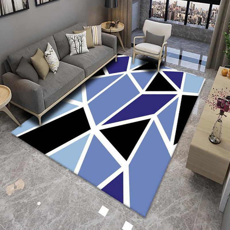 Contemporary Living Room Rug Geometric Area Rug Polyester Non-Slip Backing Carpet